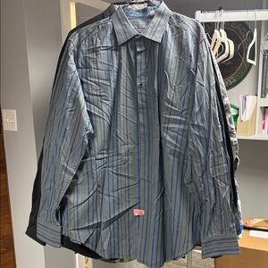 Robert Graham Gray and Blue Striped Shirt
